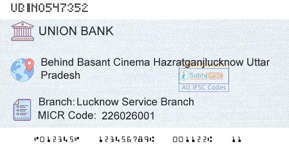 Union Bank Of India Lucknow Service BranchBranch 