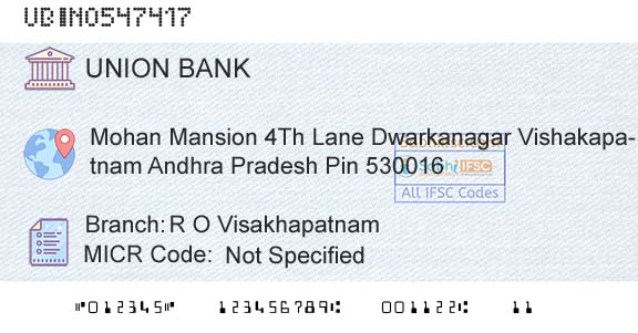 Union Bank Of India R O VisakhapatnamBranch 