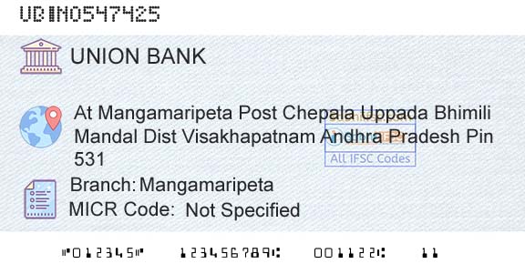 Union Bank Of India MangamaripetaBranch 