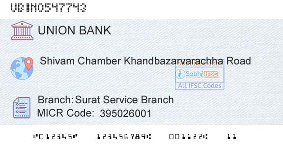 Union Bank Of India Surat Service BranchBranch 