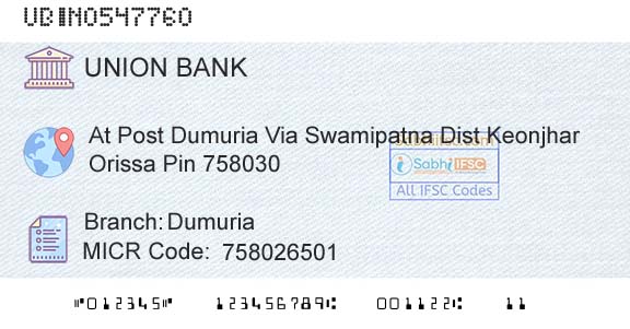 Union Bank Of India DumuriaBranch 