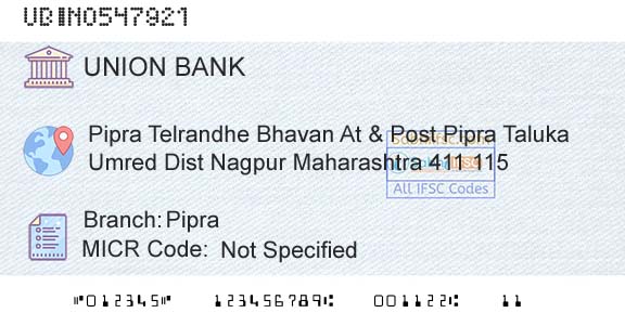 Union Bank Of India PipraBranch 