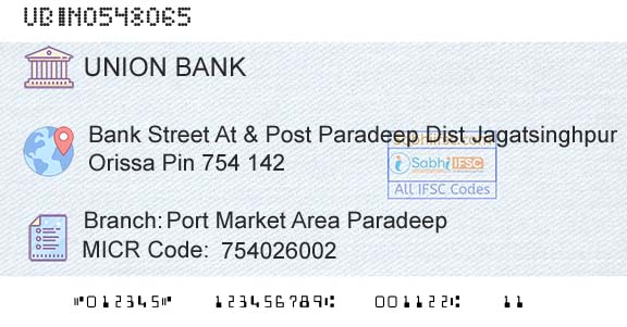 Union Bank Of India Port Market Area ParadeepBranch 