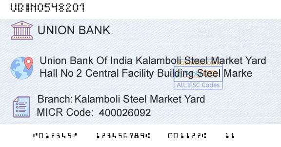 Union Bank Of India Kalamboli Steel Market YardBranch 