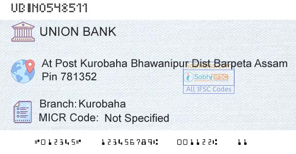 Union Bank Of India KurobahaBranch 