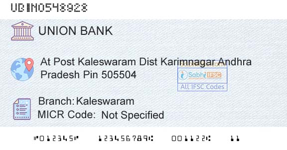 Union Bank Of India KaleswaramBranch 