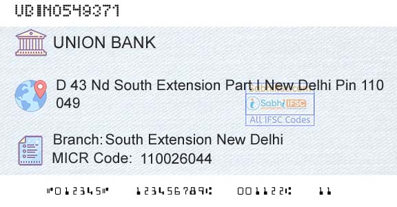 Union Bank Of India South Extension New DelhiBranch 