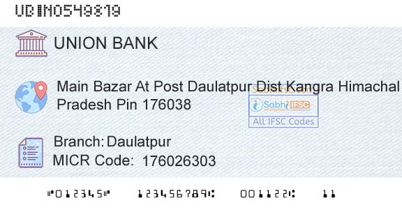 Union Bank Of India DaulatpurBranch 