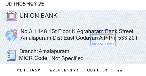 Union Bank Of India AmalapuramBranch 