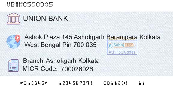 Union Bank Of India Ashokgarh KolkataBranch 