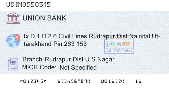 Union Bank Of India Rudrapur Dist U S Nagar Branch 