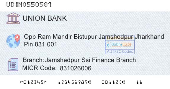 Union Bank Of India Jamshedpur Ssi Finance BranchBranch 