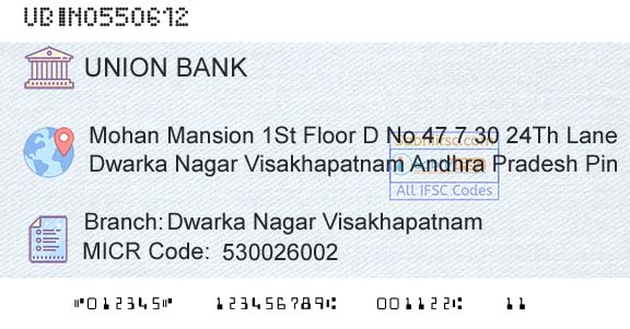 Union Bank Of India Dwarka Nagar VisakhapatnamBranch 
