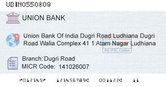 Union Bank Of India Dugri RoadBranch 