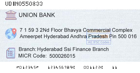Union Bank Of India Hyderabad Ssi Finance BranchBranch 