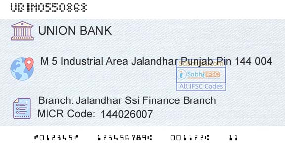 Union Bank Of India Jalandhar Ssi Finance BranchBranch 