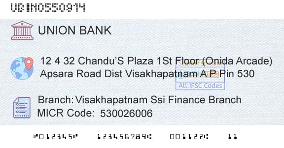 Union Bank Of India Visakhapatnam Ssi Finance BranchBranch 