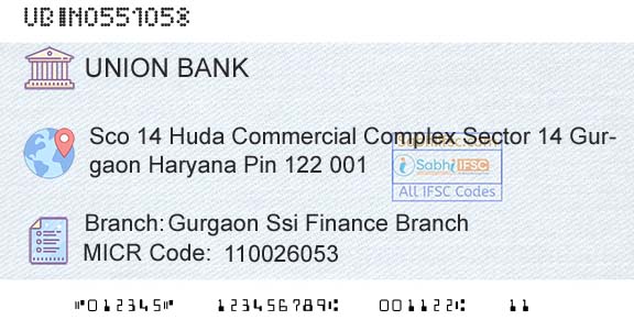 Union Bank Of India Gurgaon Ssi Finance BranchBranch 