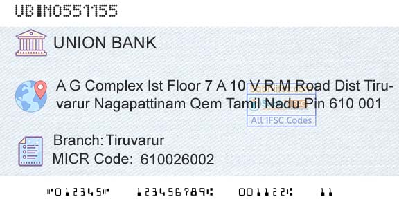 Union Bank Of India Tiruvarur Branch 