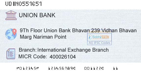 Union Bank Of India International Exchange BranchBranch 