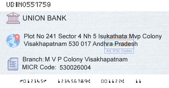 Union Bank Of India M V P Colony VisakhapatnamBranch 