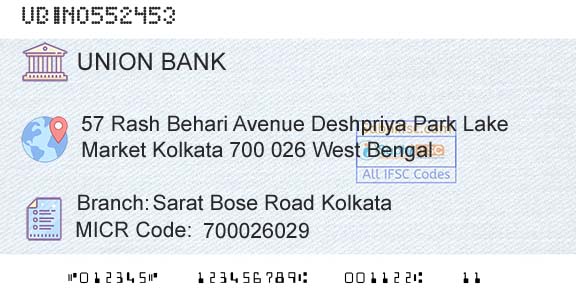 Union Bank Of India Sarat Bose Road KolkataBranch 