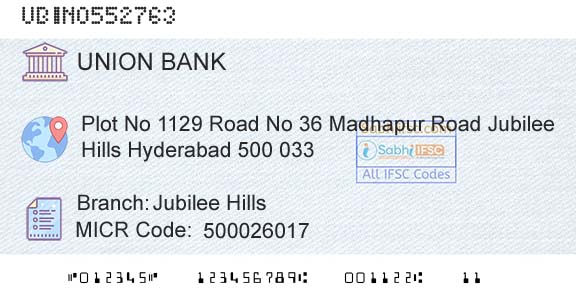 Union Bank Of India Jubilee HillsBranch 