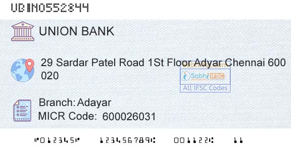 Union Bank Of India AdayarBranch 
