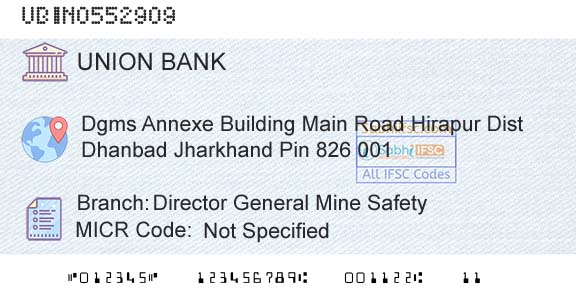 Union Bank Of India Director General Mine SafetyBranch 