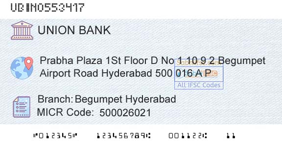 Union Bank Of India Begumpet HyderabadBranch 