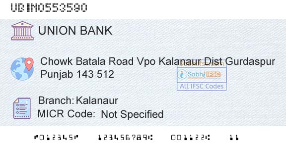 Union Bank Of India KalanaurBranch 