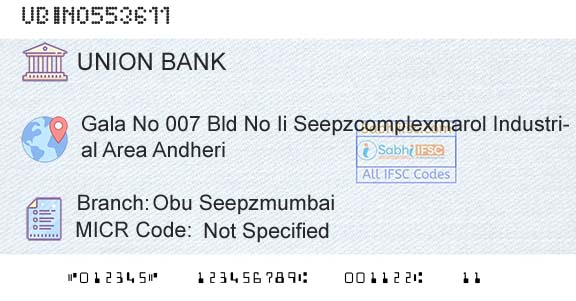 Union Bank Of India Obu SeepzmumbaiBranch 