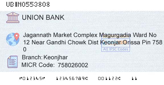 Union Bank Of India KeonjharBranch 
