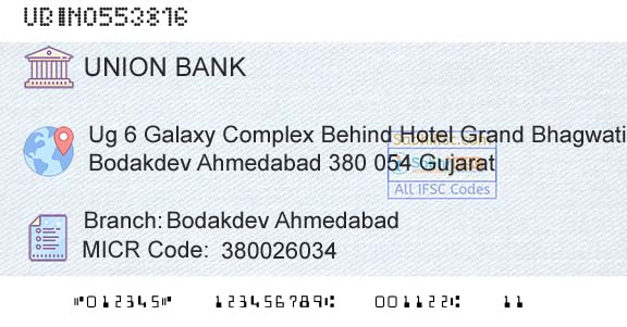 Union Bank Of India Bodakdev AhmedabadBranch 
