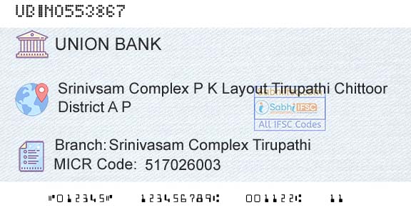 Union Bank Of India Srinivasam Complex TirupathiBranch 