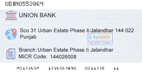 Union Bank Of India Urban Estate Phase Ii JalandharBranch 