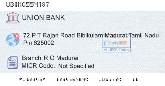 Union Bank Of India R O MaduraiBranch 