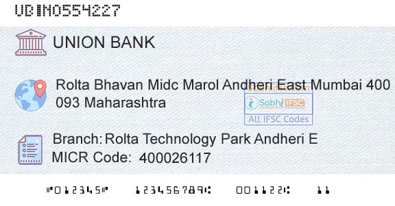 Union Bank Of India Rolta Technology Park Andheri E Branch 