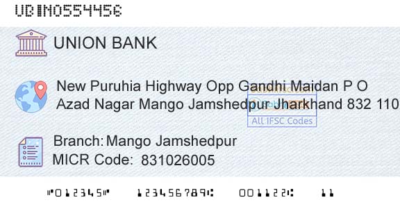Union Bank Of India Mango JamshedpurBranch 