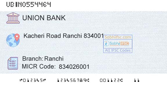 Union Bank Of India RanchiBranch 