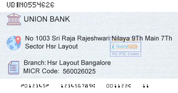 Union Bank Of India Hsr Layout BangaloreBranch 