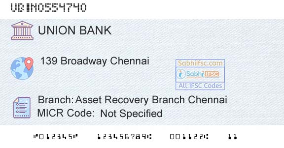 Union Bank Of India Asset Recovery Branch ChennaiBranch 