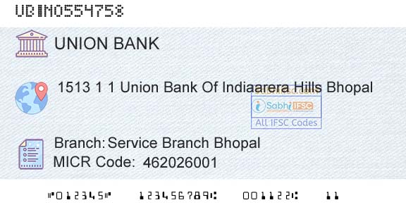 Union Bank Of India Service Branch BhopalBranch 