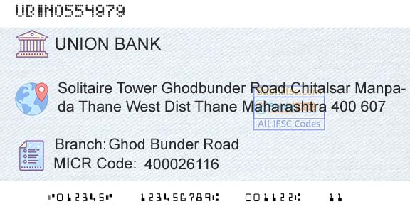 Union Bank Of India Ghod Bunder RoadBranch 