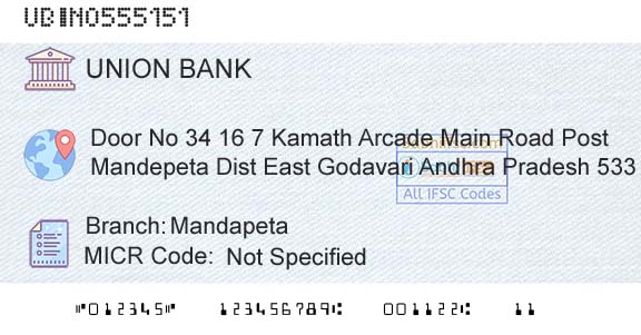 Union Bank Of India MandapetaBranch 