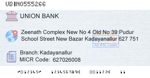 Union Bank Of India KadayanallurBranch 