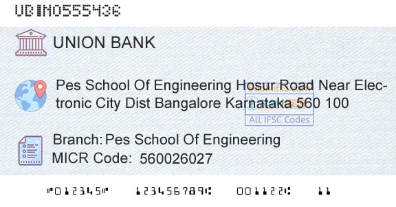 Union Bank Of India Pes School Of EngineeringBranch 