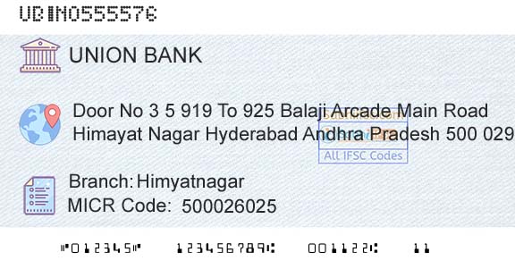 Union Bank Of India HimyatnagarBranch 