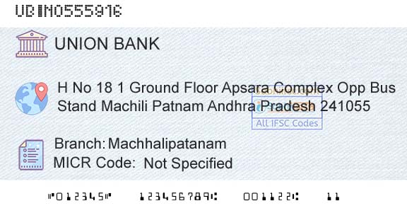Union Bank Of India MachhalipatanamBranch 