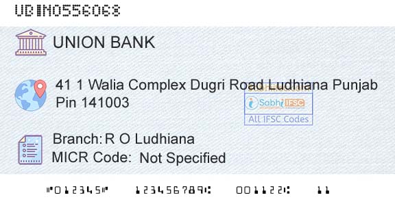 Union Bank Of India R O LudhianaBranch 